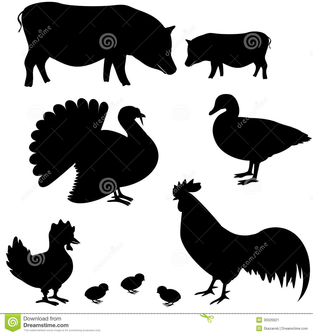 Farm Animals Silhouette Vector