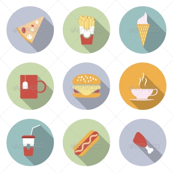 Flat Food Icon Vectors