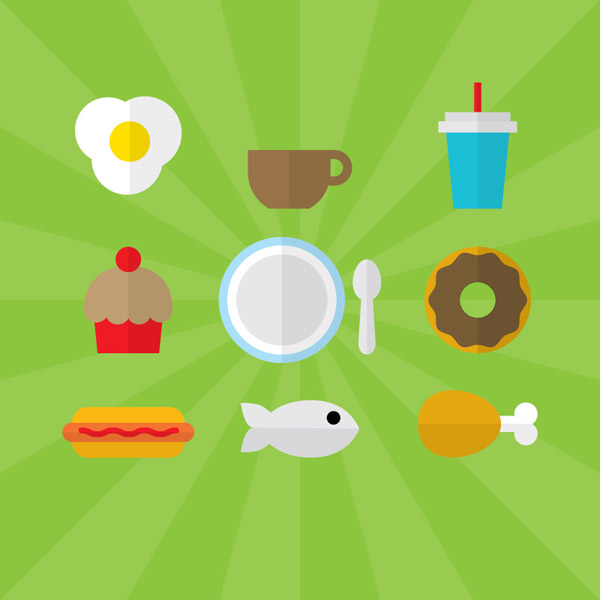 Flat Food Icon Vectors