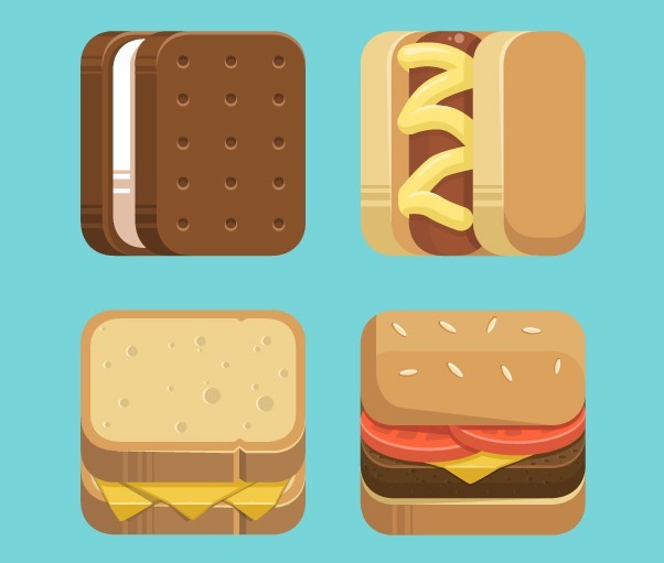 Flat Food Icon Vectors