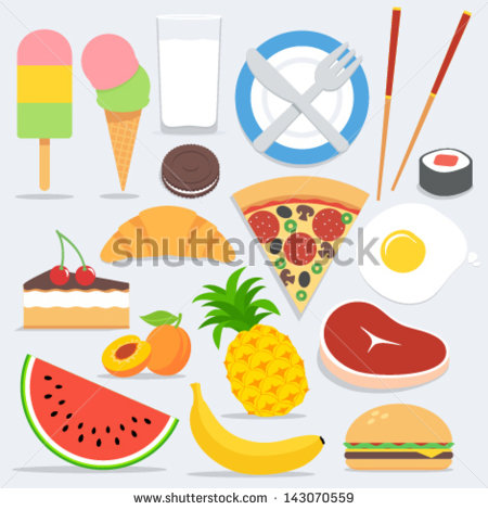 Flat Food Icon Vectors