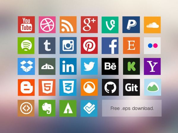 Flat Social Media Icons Vector Free