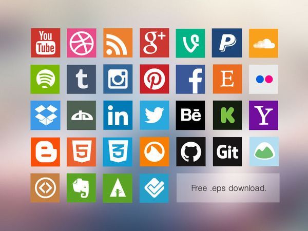 Flat Social Media Icons Vector Free Flat Social Media Icons Vector Free
