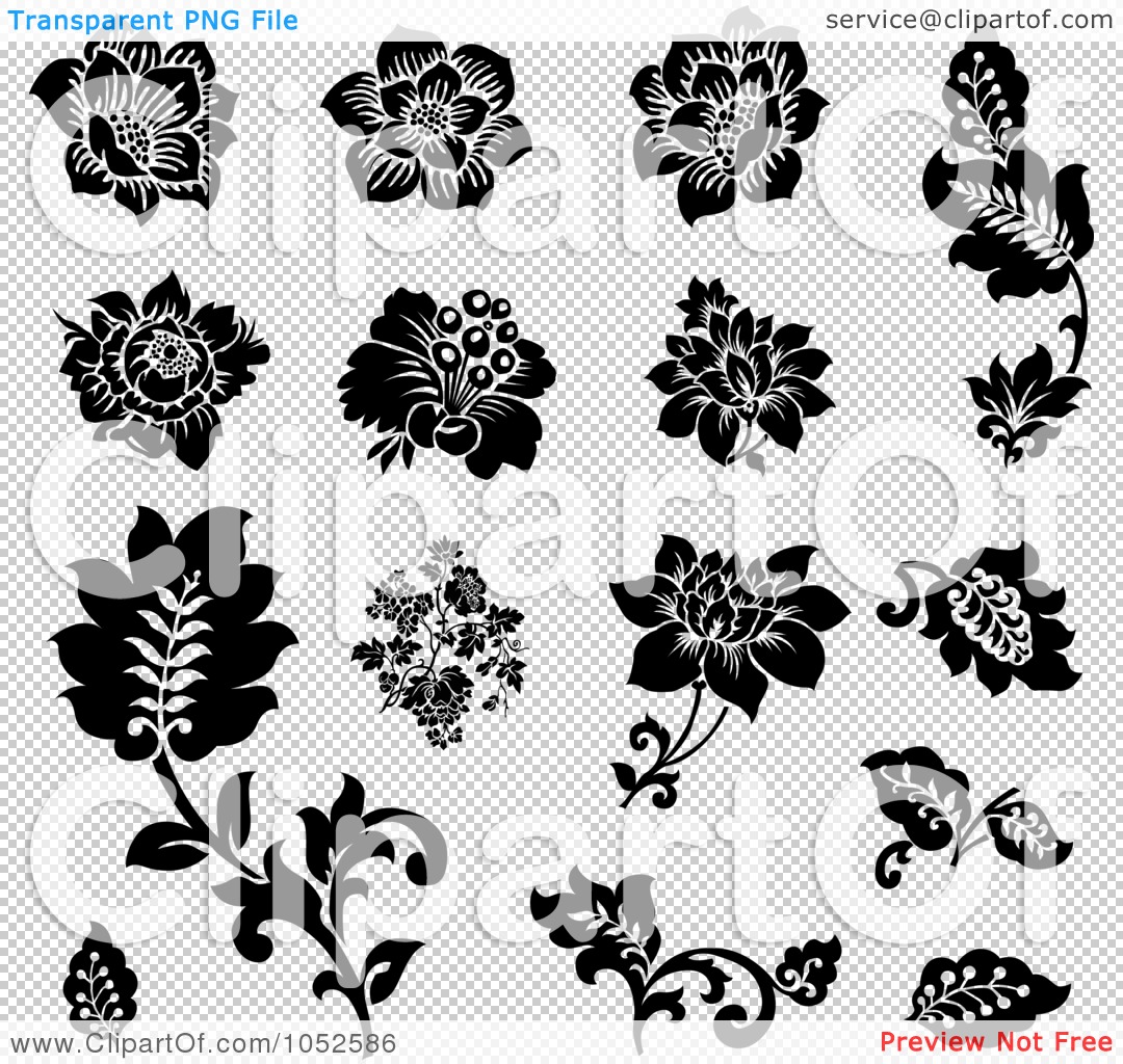 Free Clip Art Black and White Flowers