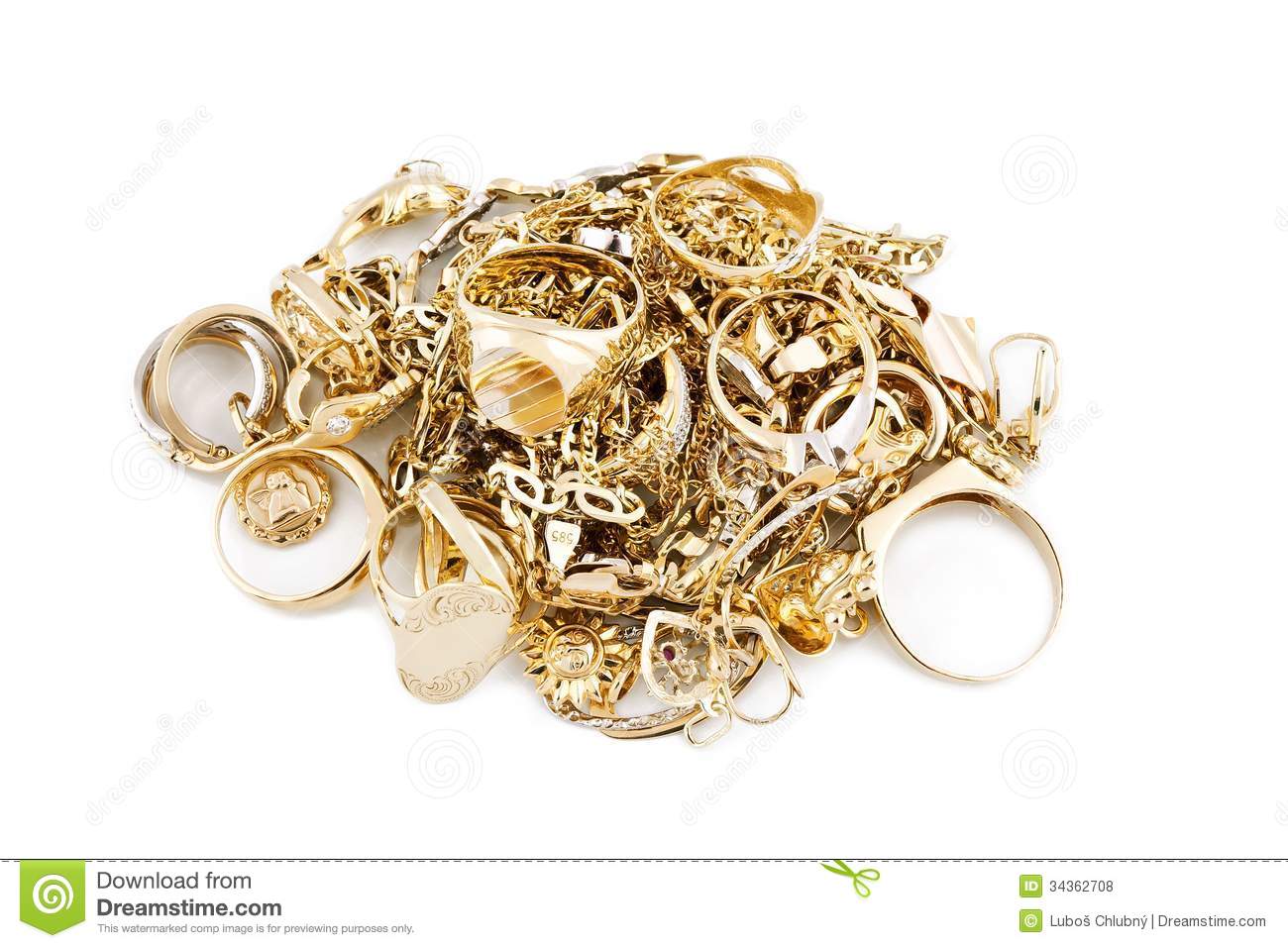 Gold Jewelry On White Background