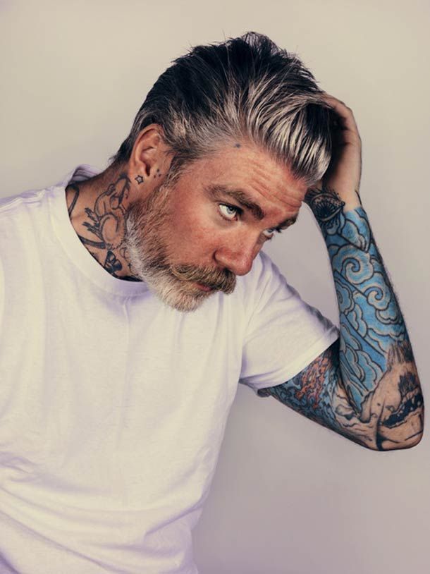 Grey Hair Beard Tattoos