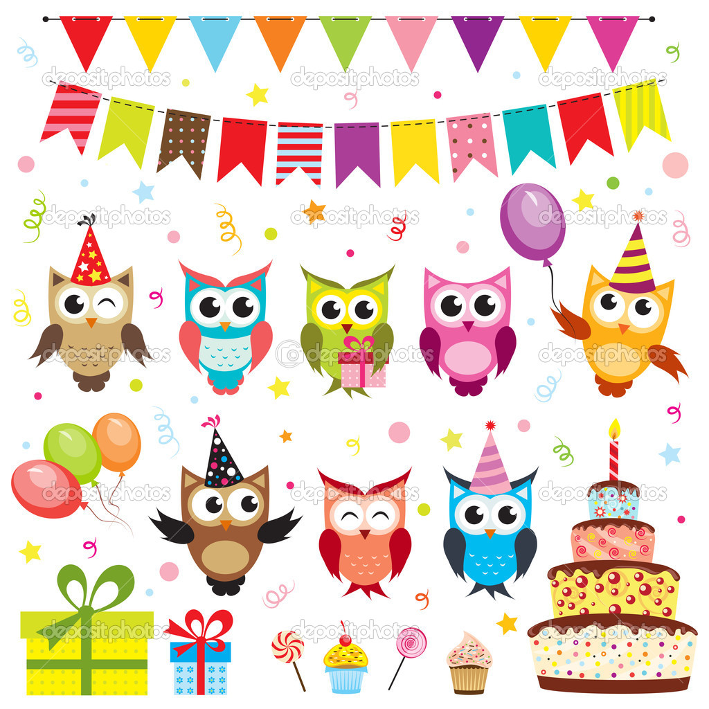 Happy Birthday Owls in Party Happy Birthday Owls in Party