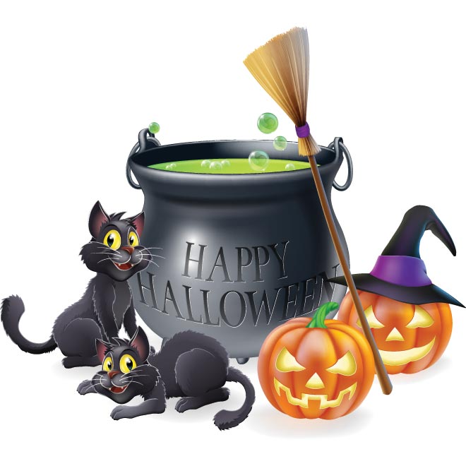 Happy Halloween Cartoon Witches