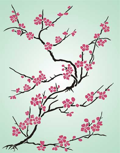 Japanese Cherry Blossom Stencil Japanese Cherry Blossom Stencil