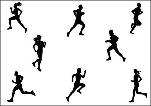 Marathon-Running Silhouette Vector Clip Art