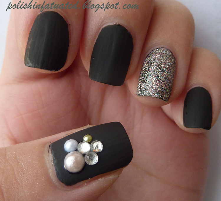 Matte Black Nail Art Design