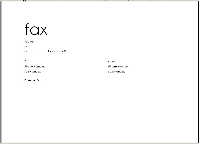 Microsoft Word Fax Cover Sheet Template