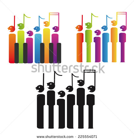 Music Notes and Choirs Singing