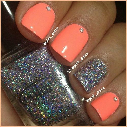 Nail Designs with Coral Color Nail Designs with Coral Color