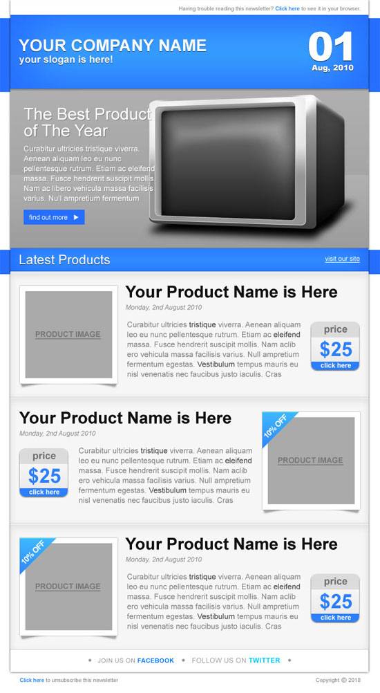 Newsletter E-mail PSD Template