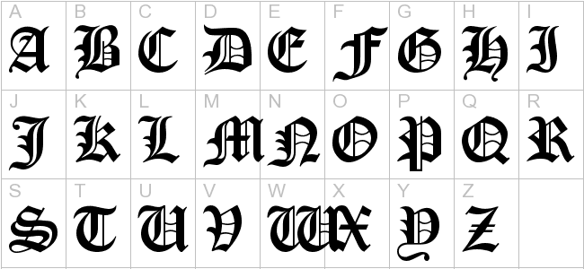 Old English Alphabet Gothic Font