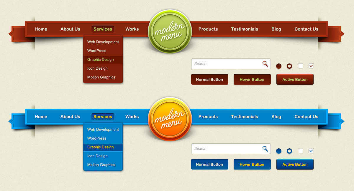 Page Web Menu Buttons PSD Page Web Menu Buttons PSD