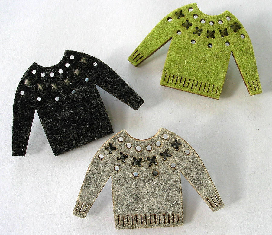 Pattern Felted Wool Brooches