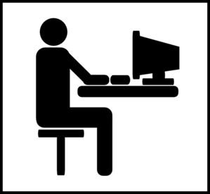 Person Working at Desk Clip Art