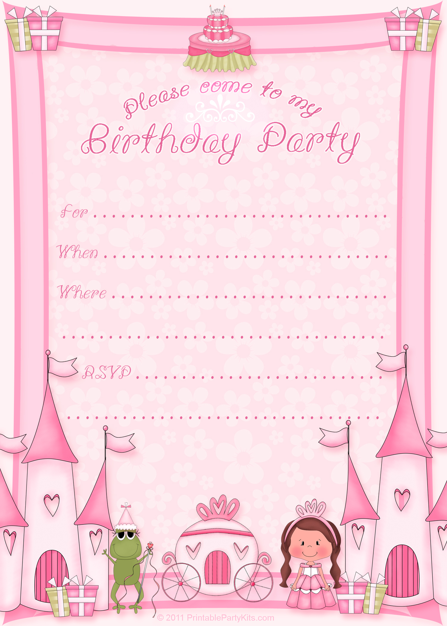 Princess Birthday Party Invitation Templates Printable