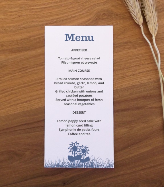 Printable Wedding Menu Templates