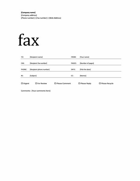 Professional Fax Cover Sheet Template