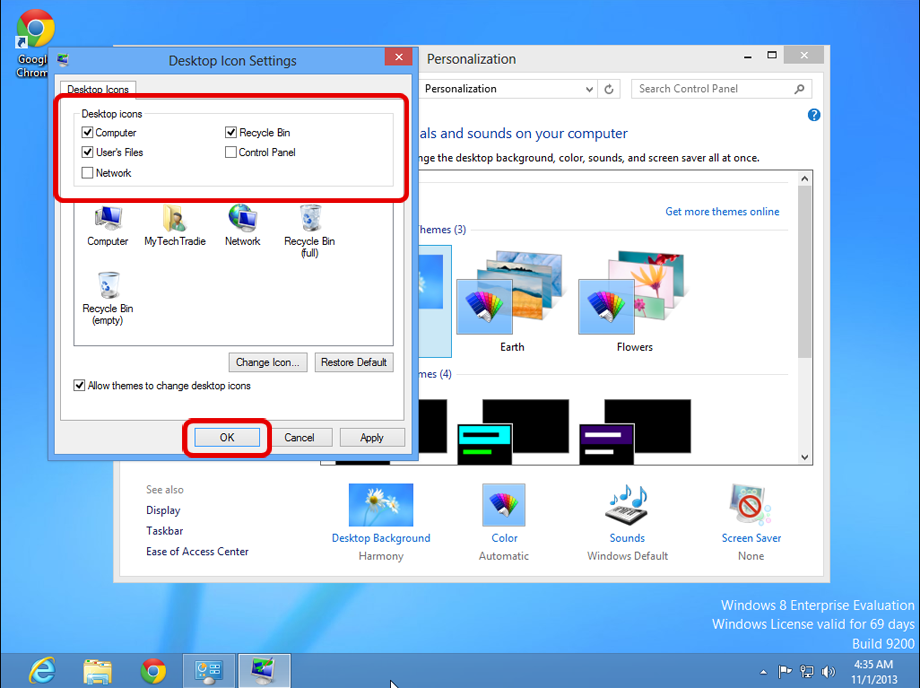Restore Desktop Icons Windows 8