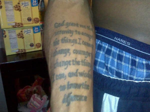 Serenity Prayer Tattoo On Forearm