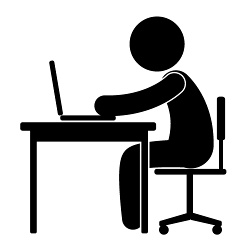 Silhouette Person at Desk Icon