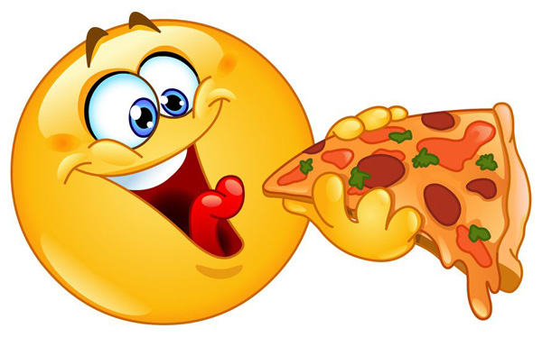 Smiley-Face Eating Pizza