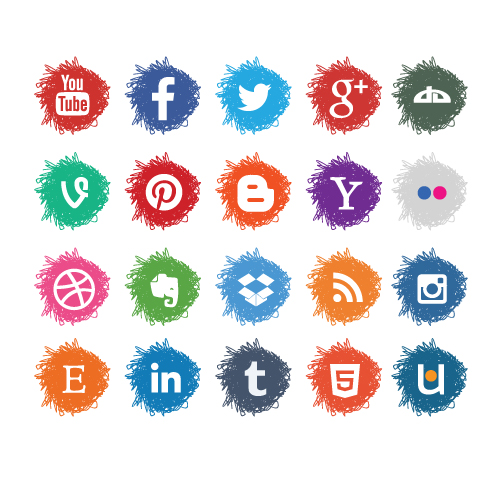 Social Media Icons Vector Set Sketch