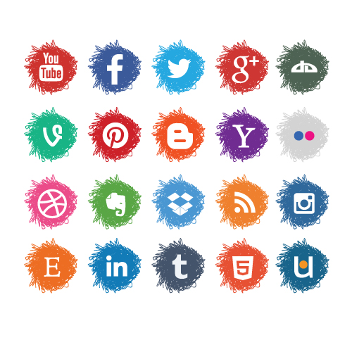 Social Media Icons Vector Set Sketch Social Media Icons Vector Set Sketch