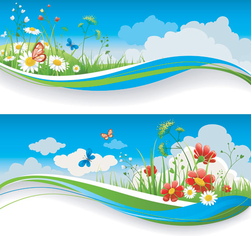 Spring Banner Vector Art Free