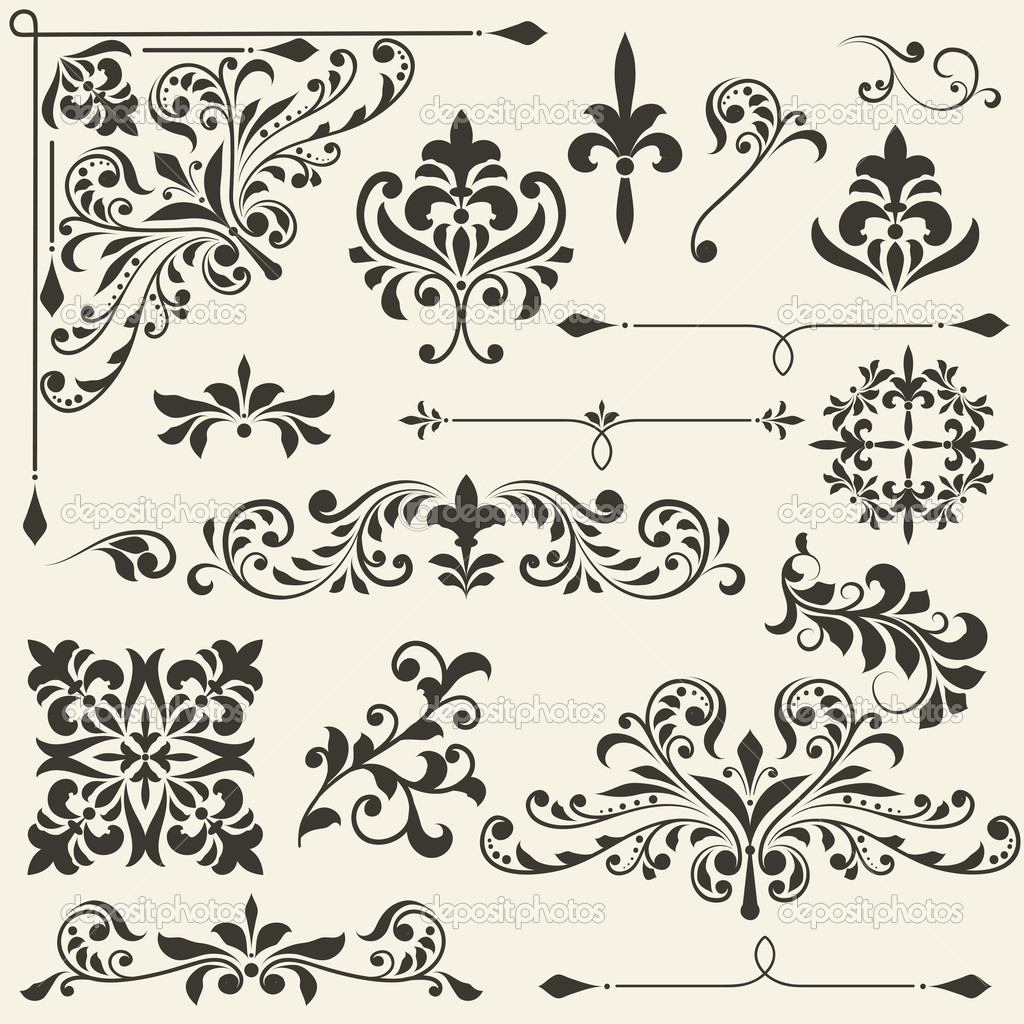 Vintage Floral Vector Design Elements