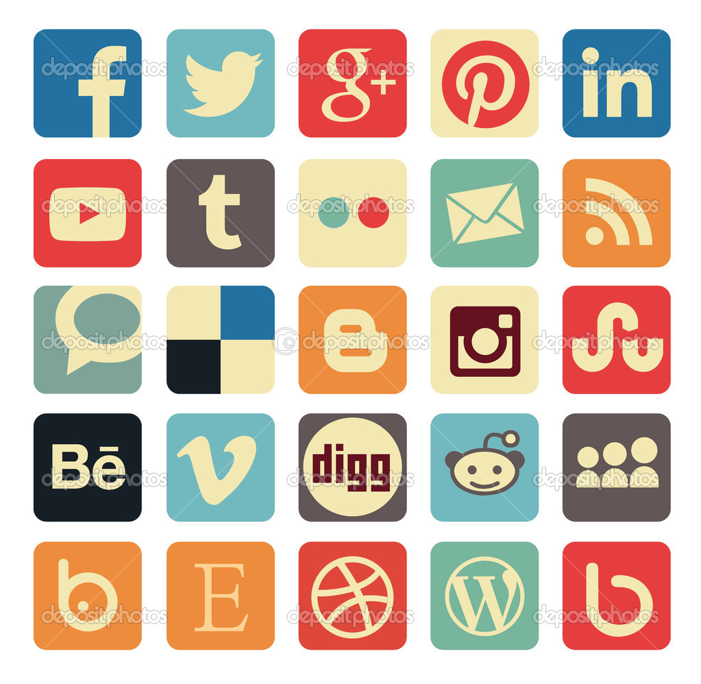 Vintage Social Media Icons