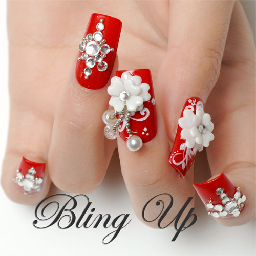 White 3D Nail Art