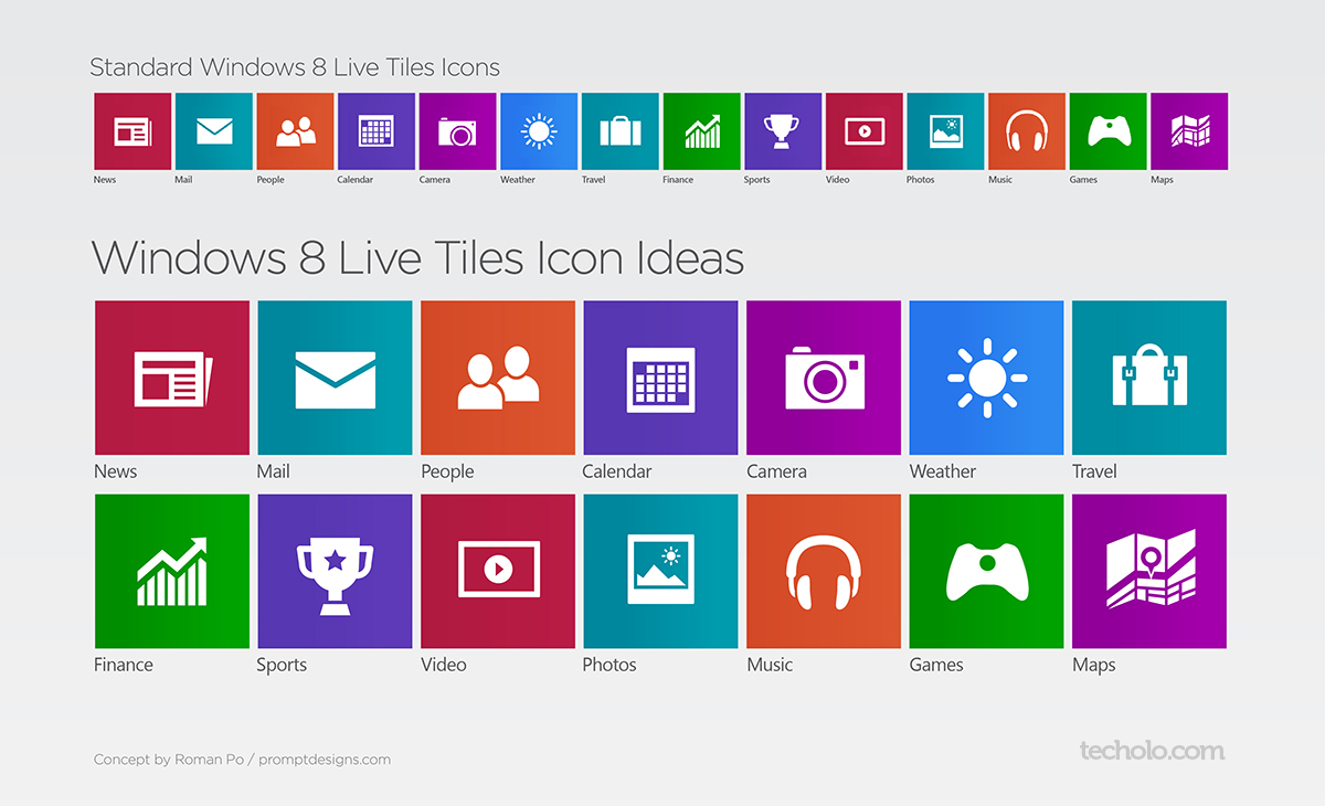 Windows 8 Metro Tile Icons