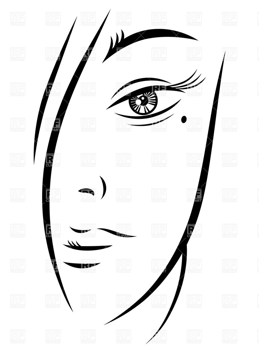 Woman Face Silhouette Outline Clip Art