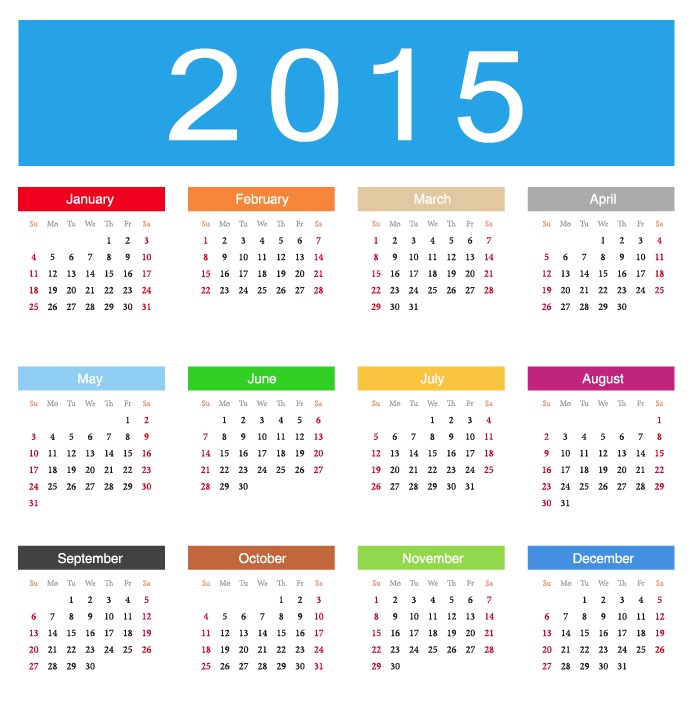 2015 Calendar Vector 2015 Calendar Vector