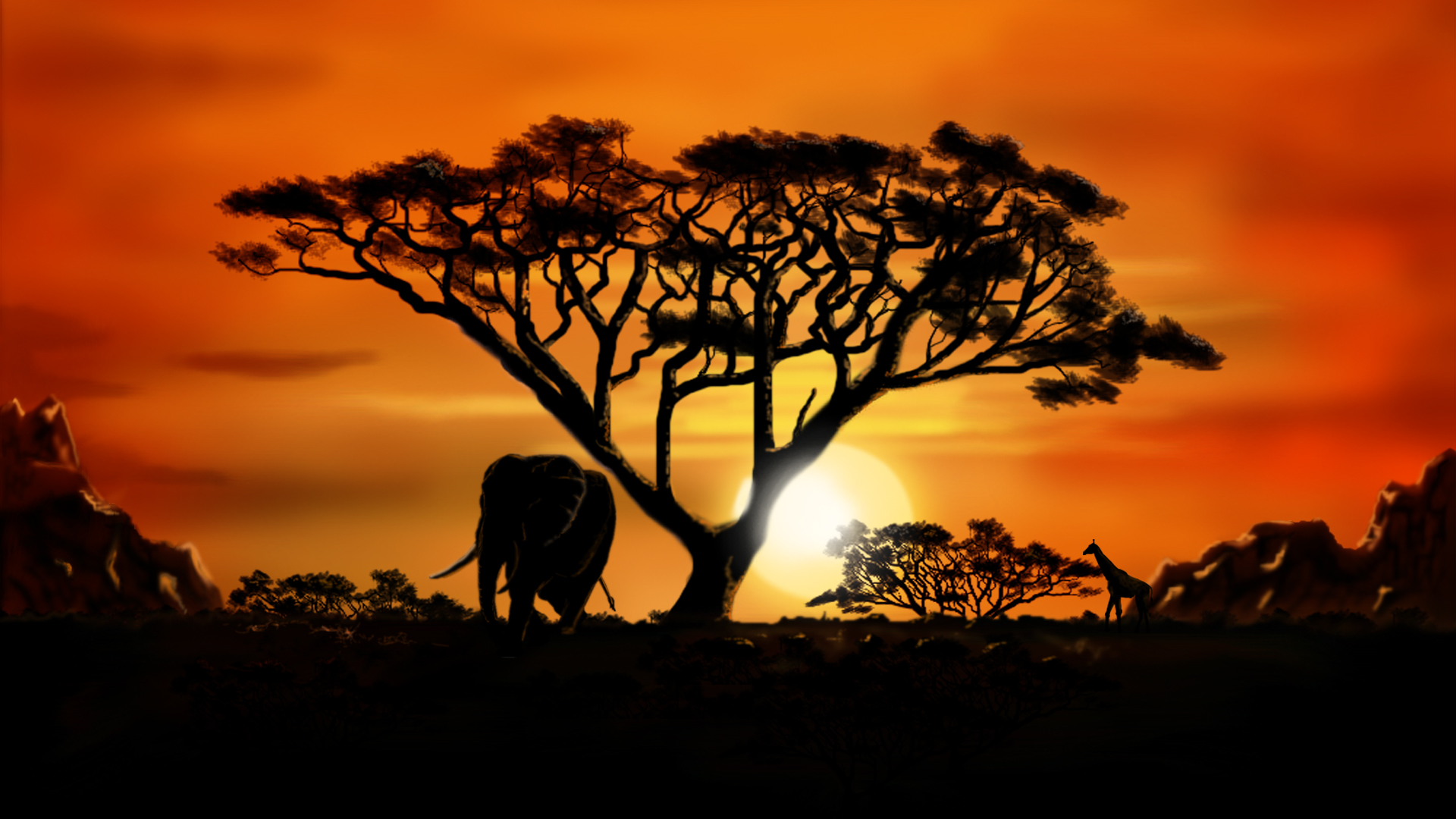 African Landscape Drawing African Landscape Drawing