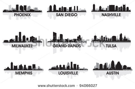 American City Skylines Silhouettes