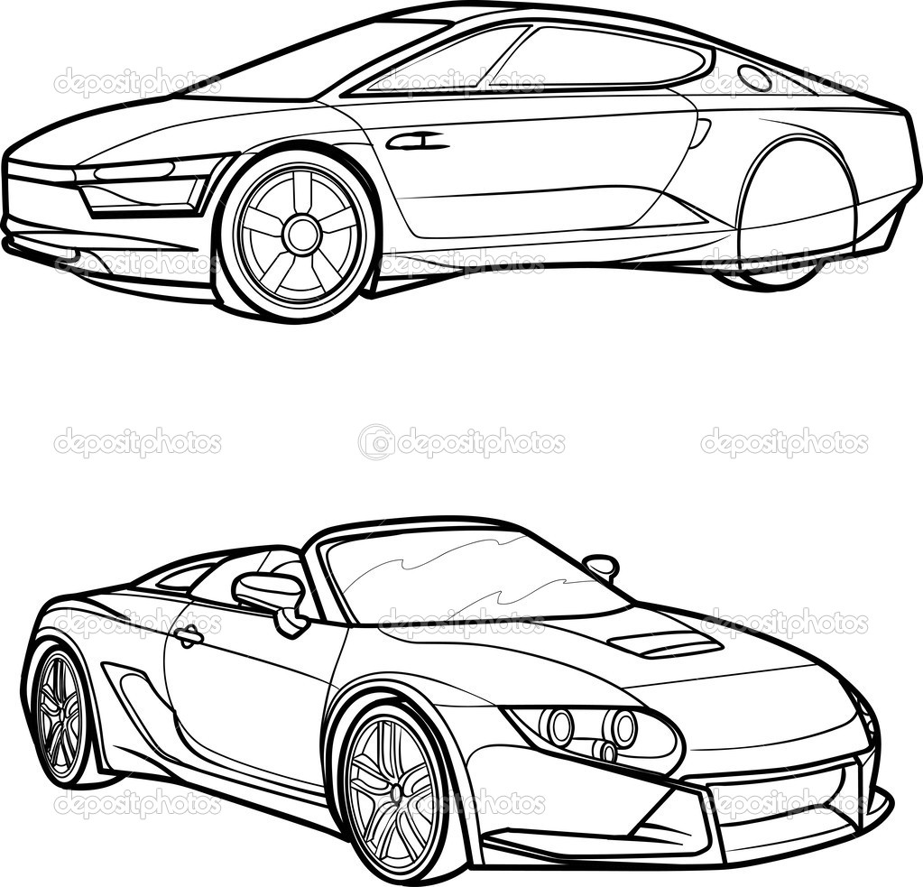 Black and White Car Outline Black and White Car Outline
