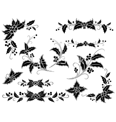 Black and White Christmas Holly
