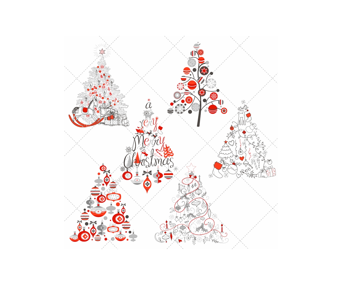 Black and White Christmas Tree Vector