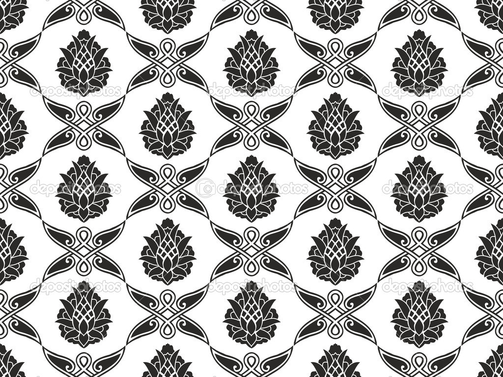 Black and White Damask Vector