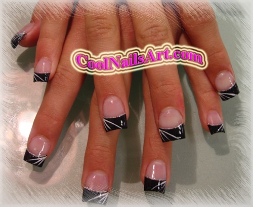 Black White Tip Acrylic Nail Designs