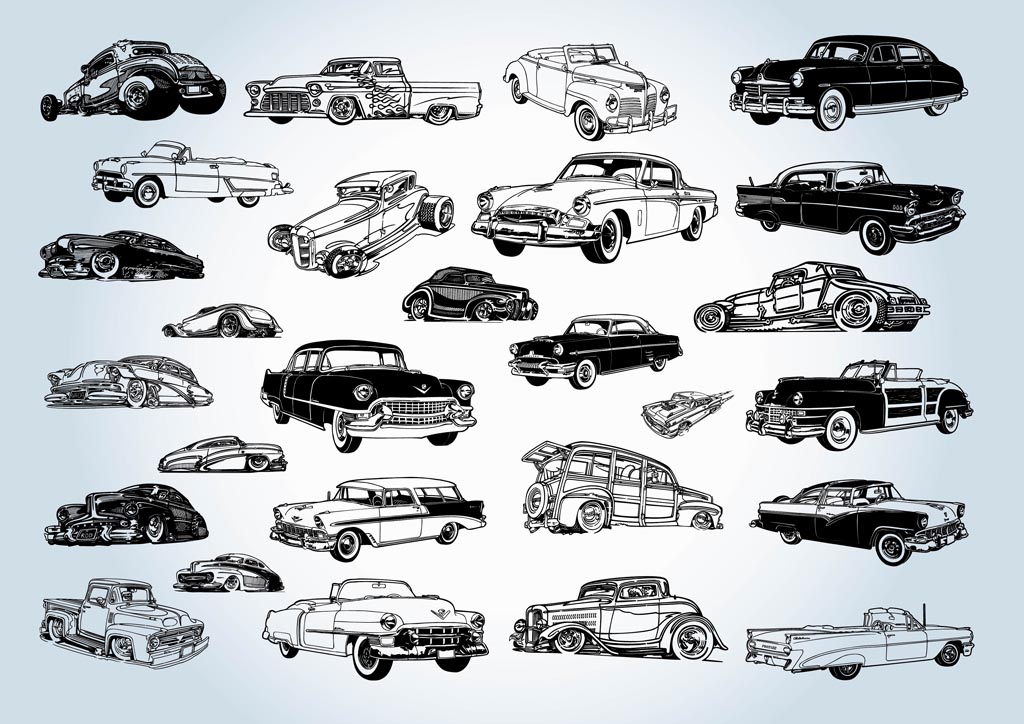 9 Classic Car Vector Images