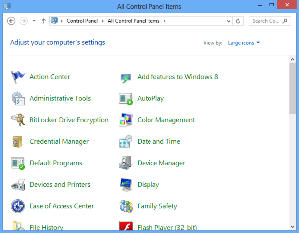 Control Panel Icon Windows 7