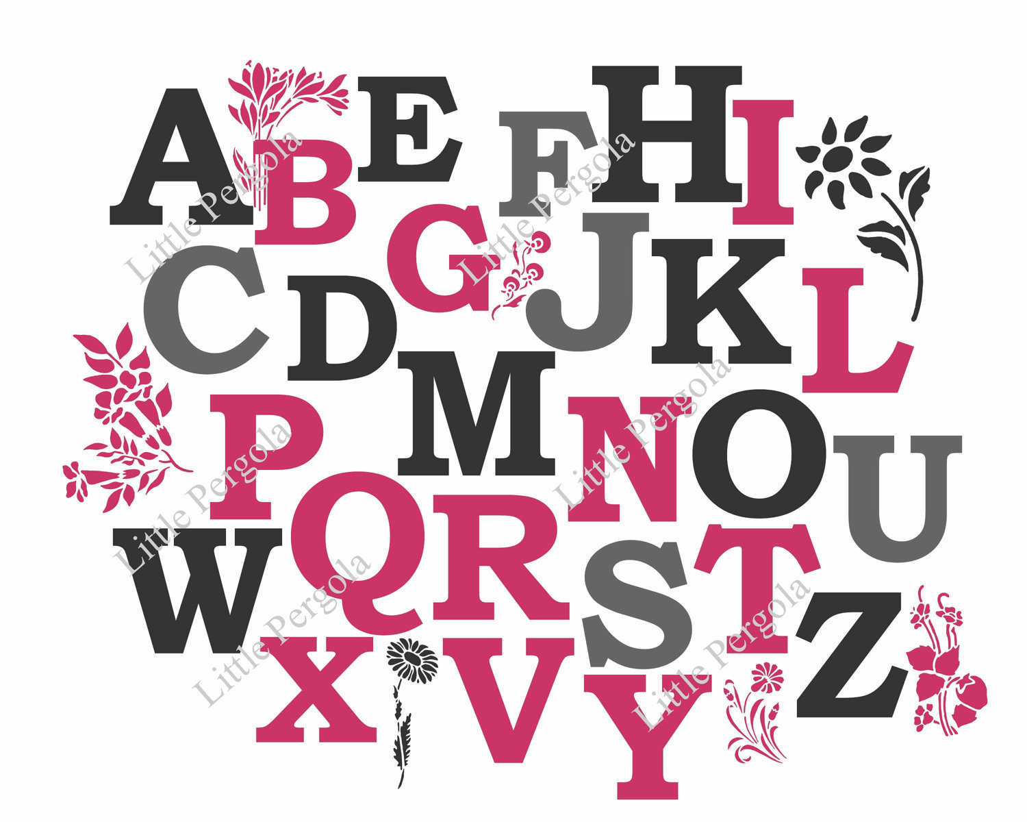 Cute Girly Bubble Letters Alphabet