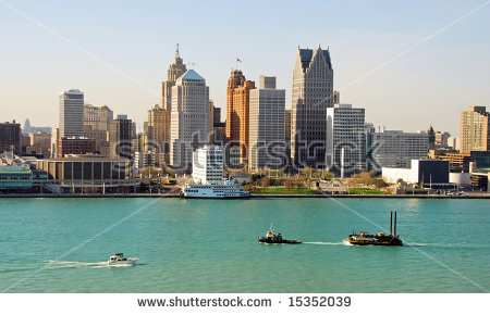 Detroit City Skyline Outline